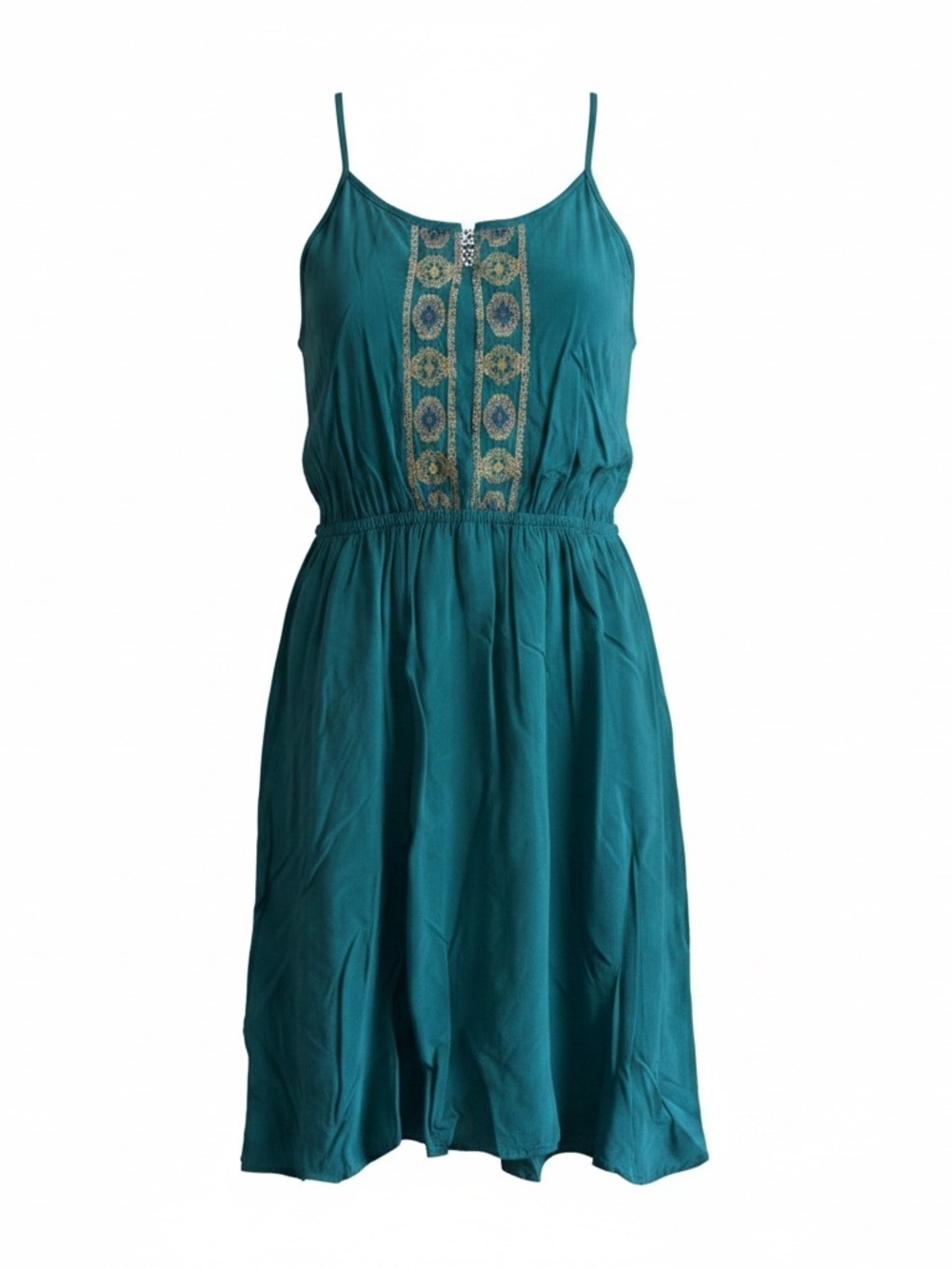 ☀️ Teal Sleeveless Midi SunDress with Lace Detail